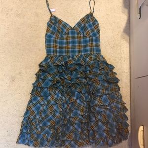 Tartan plaid grunge ruffle prom dress